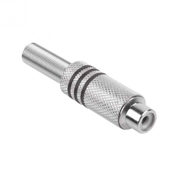 Conector RCA Mama Lipit Metalic Negru OEM