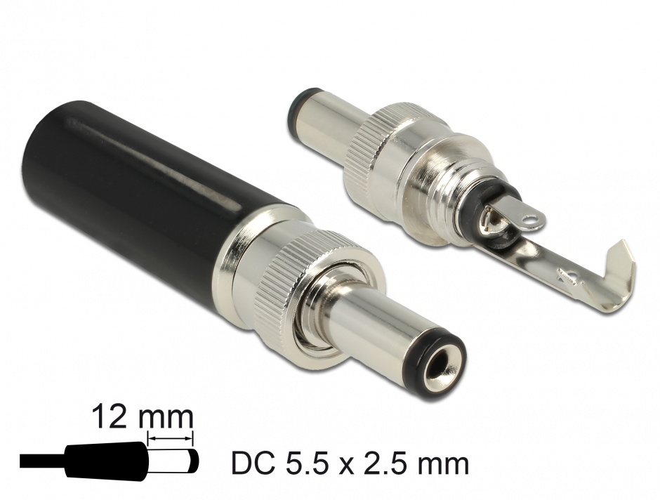 Conector DC Delock 5.5x2.5mm, Lipire, Conectare Sigură - imagine 1