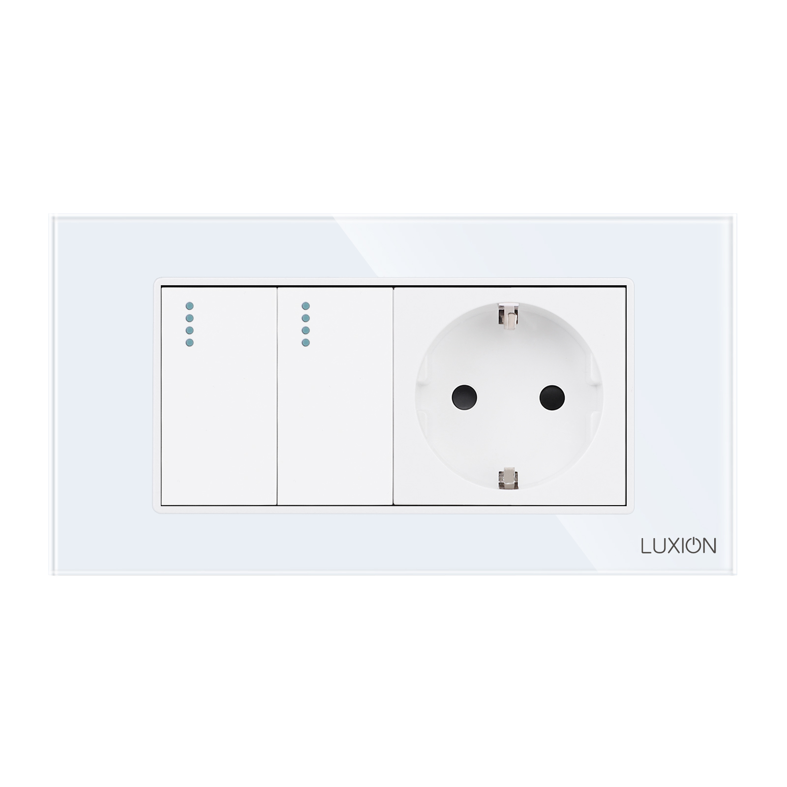 Intrerupator Dublu + Priza Sticla Luxion IP44 - imagine 2