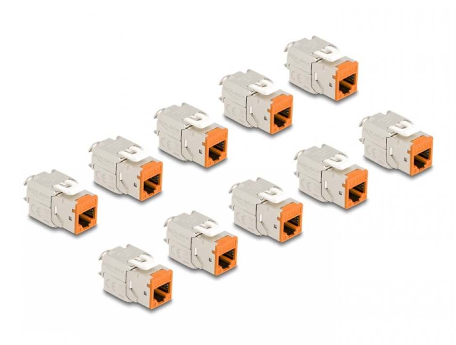 Set 10 Module Keystone RJ45 Cat.6A Toolfree Delock
