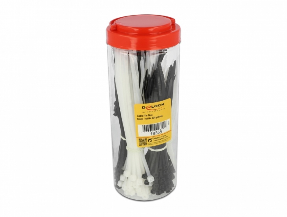 Set 600 bride Delock Alb/Negru, Organizare Cabluri