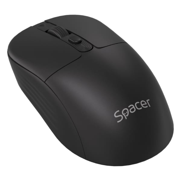 Mouse Wireless Spacer 1600DPI Silentios - Negru, Baterie Inclusa - imagine 3