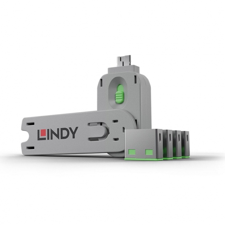 Lindy Sistem Blocare Port USB Verde + 4 Lacate