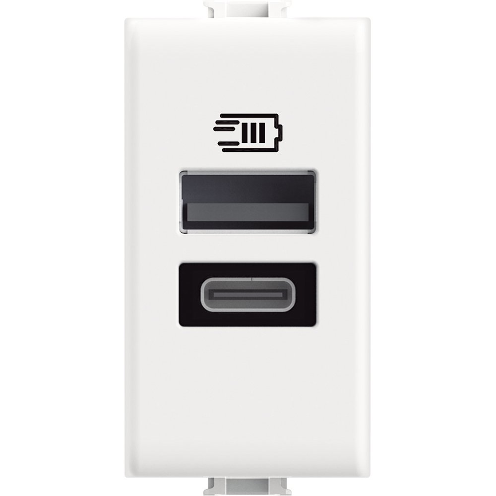 Încărcător USB A+C 15W Bticino Matix AM4191AC, alb