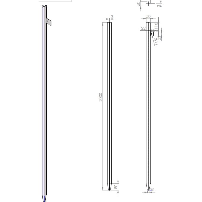 Electrod împământare LDT RB00002, turnat 2 m, oțel S235JR