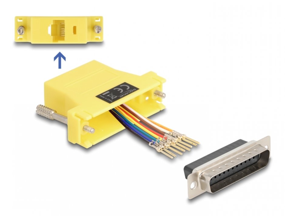 Adaptor D-Sub 25 la RJ45 Delock 67116, Galben