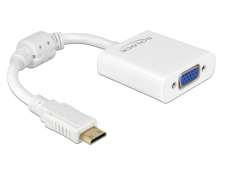 Adaptor mini HDMI C la VGA Alb Delock 65348