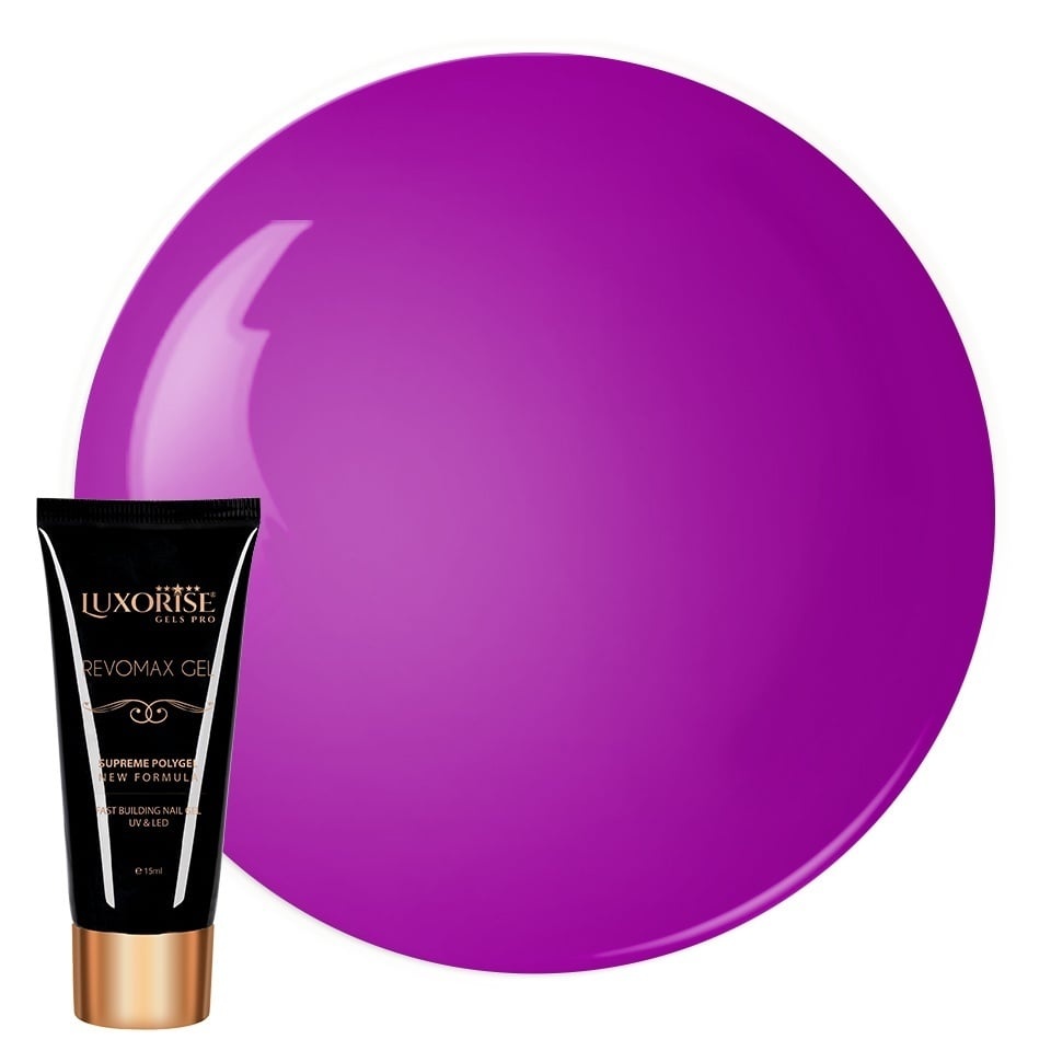 Polygel Luxorise Neon Purple, 15ml - Modelare Ușoară