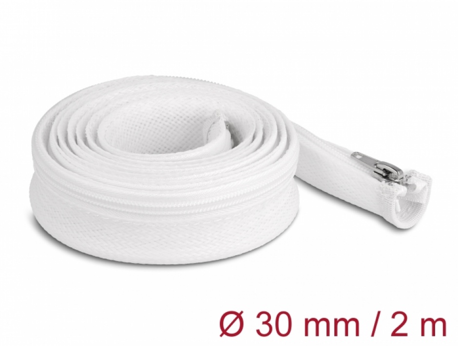 Plasa Cabluri cu Fermoar 2m Delock 20828 Alb