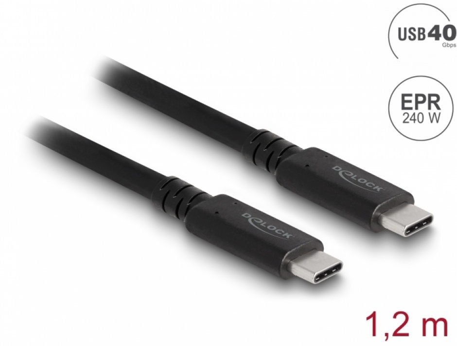 Cablu USB4 Type-C 240W, 1.2m, Delock 80009