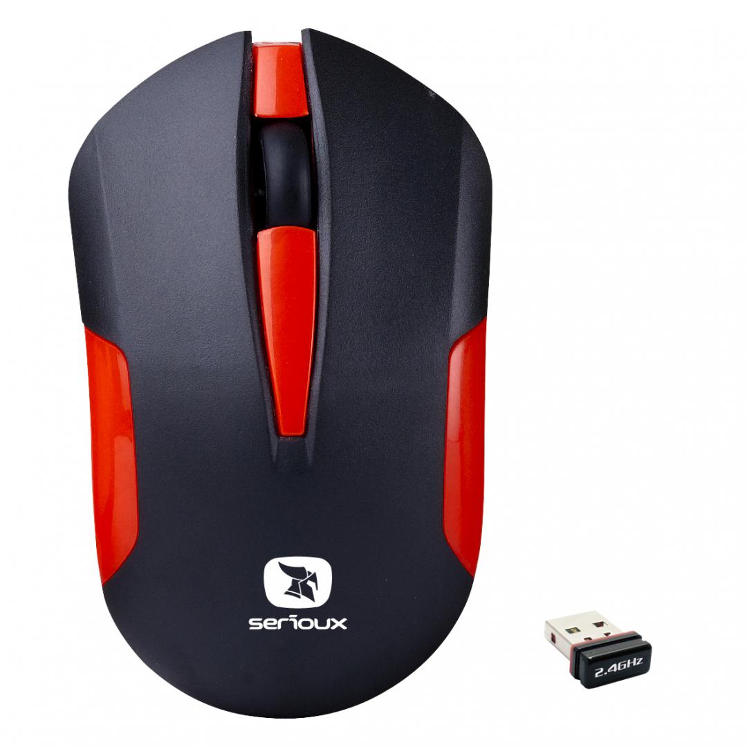 Mouse Wireless Serioux Drago 300, 1000 DPI, Roșu - Nano Receptor