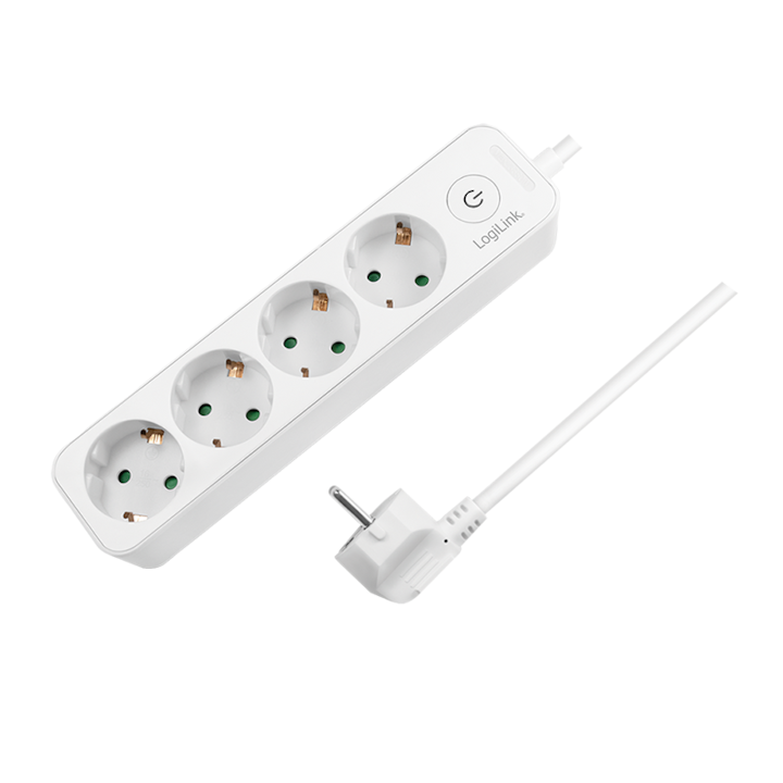 Prelungitor Logilink 4 Prize Schuko 1.5m 3600W Alb LPS245