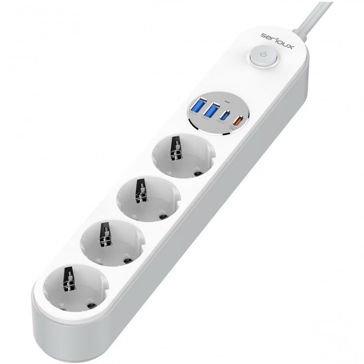 Prelungitor 4x Schuko + USB 2m, Alb OEM - imagine 2