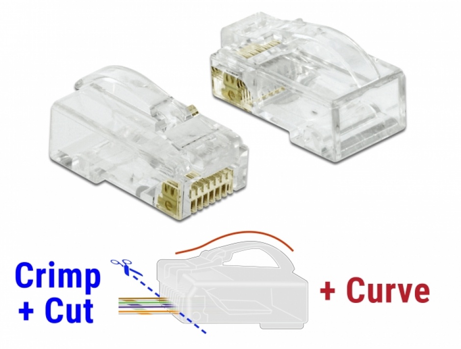 Set 20 conectori RJ45 Cat.6 Delock Crimp+Cut