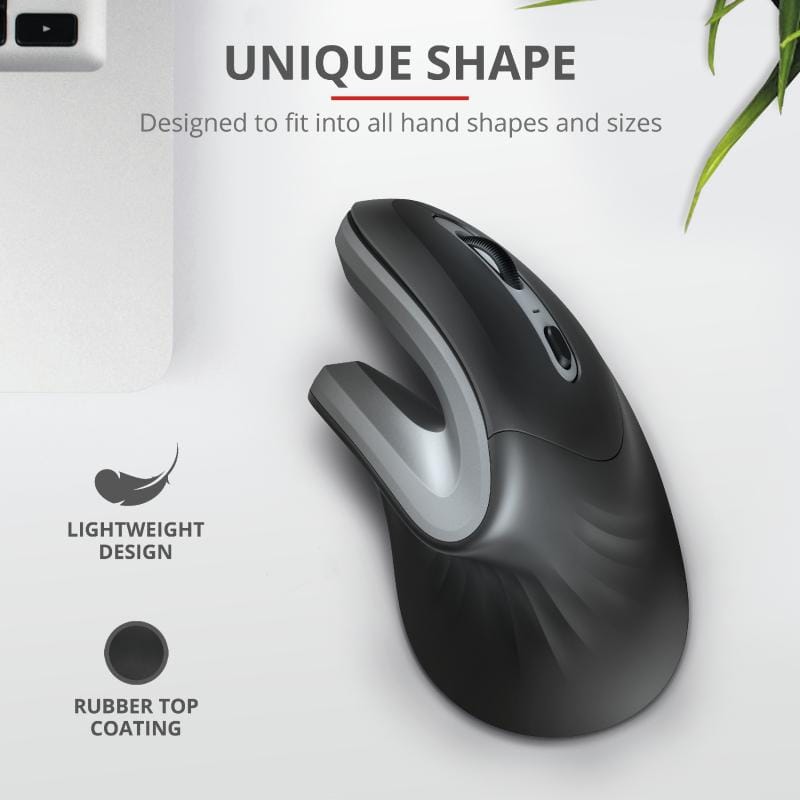 Mouse Trust Verro Ergonomic Wireless Negru - Protejează Încheietura - imagine 4