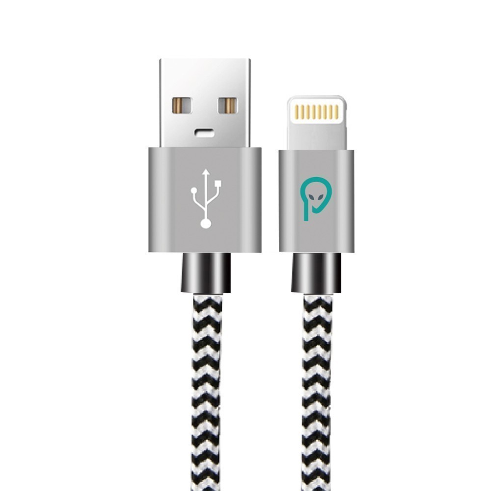 Cablu Lightning USB Spacer 1.8m Zebra - Impletit Rezistent - imagine 2