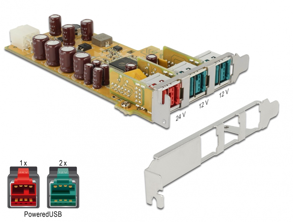 Card PCI Express Delock 3x USB Powered (12V/24V)