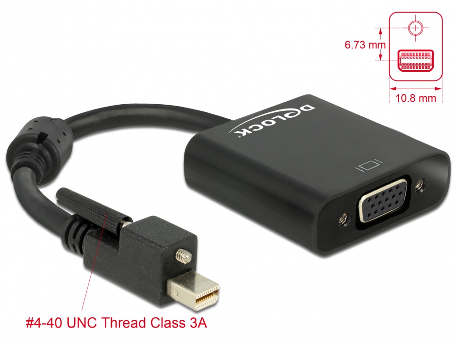 Adaptor Delock Mini DisplayPort la VGA cu șurub