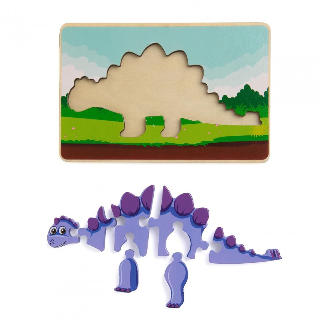 Puzzle Lemn Stegozaur 8 Piese - Joc Educativ Copii - imagine 5