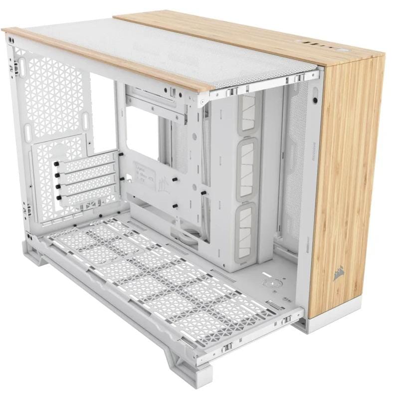 Carcasa CORSAIR 2500X Micro ATX Dual Chamber White Bamboo - imagine 6