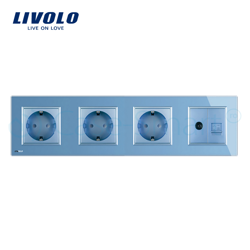 Priză Cvadruplă Livolo Sticlă, TV și Internet - imagine 12
