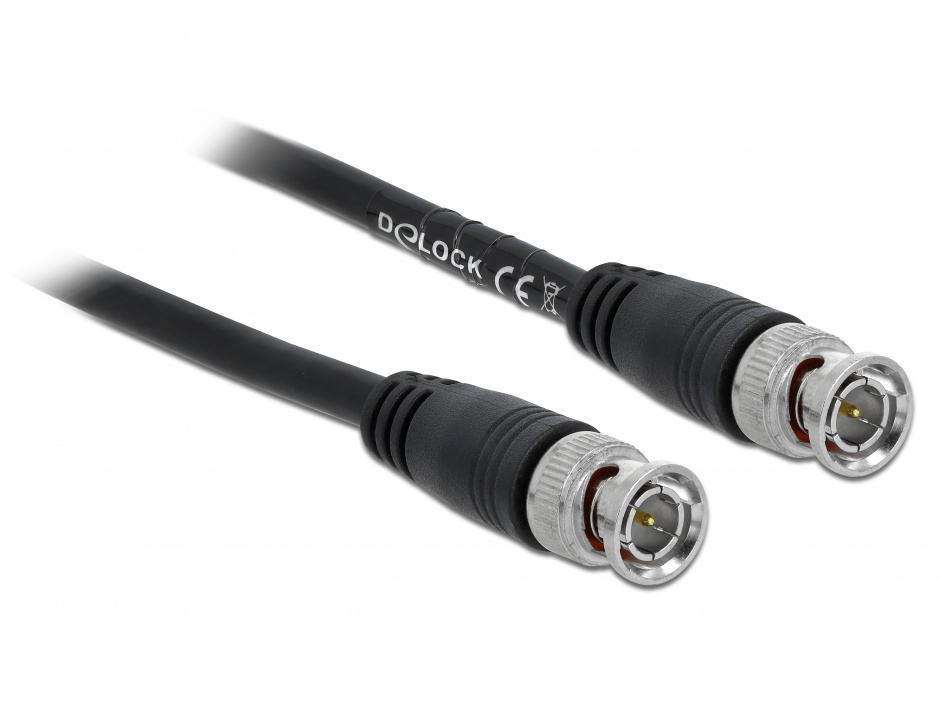 Cablu BNC T-T 2m Delock, Coaxial RG-59, 75 Ohm