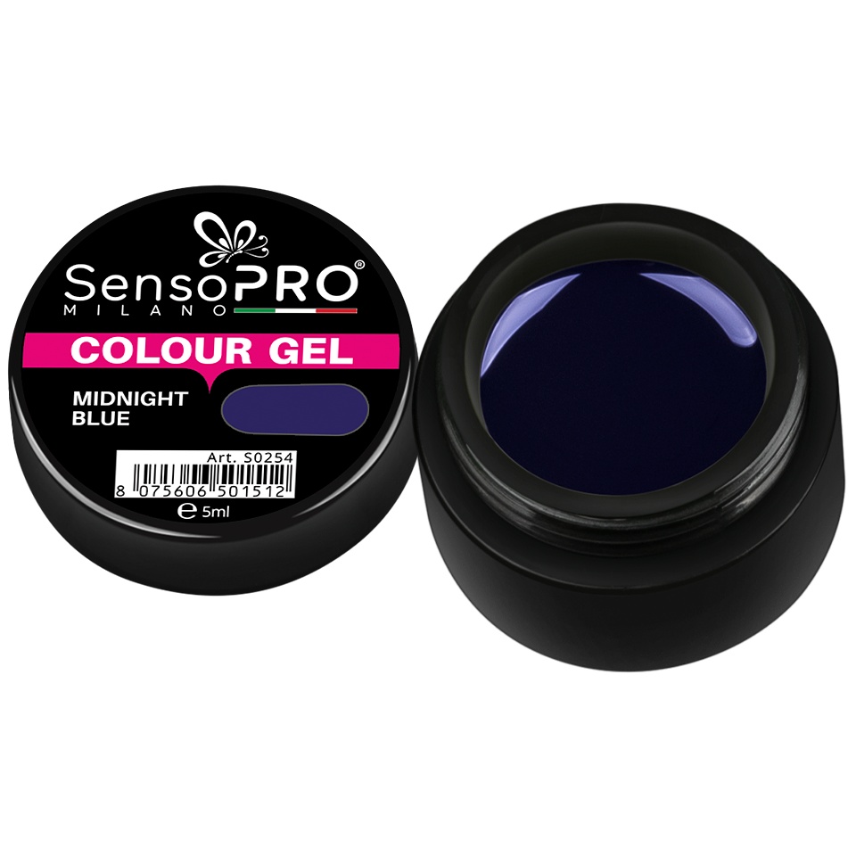 Gel UV Midnight Blue 5ml SensoPRO - Pigmenți Intenși