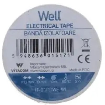 Banda izolatoare Well 19 mm x 10 m, alb IT-01/10WE-WL