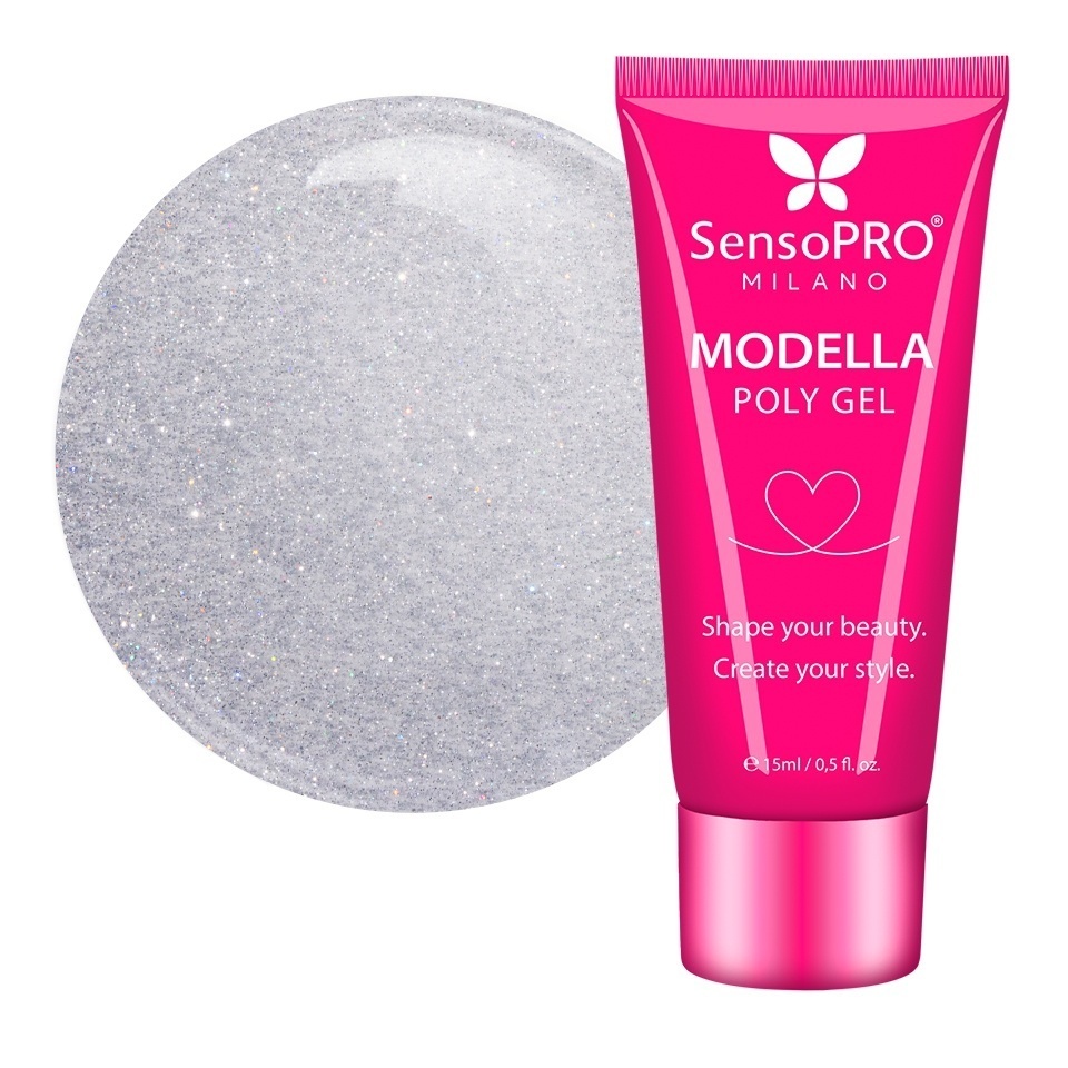 Polygel MODELLA SensoPRO Milano - Silver Luxe, 15ml