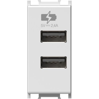 Modul USB Dublu TEM 2.1A, Alb