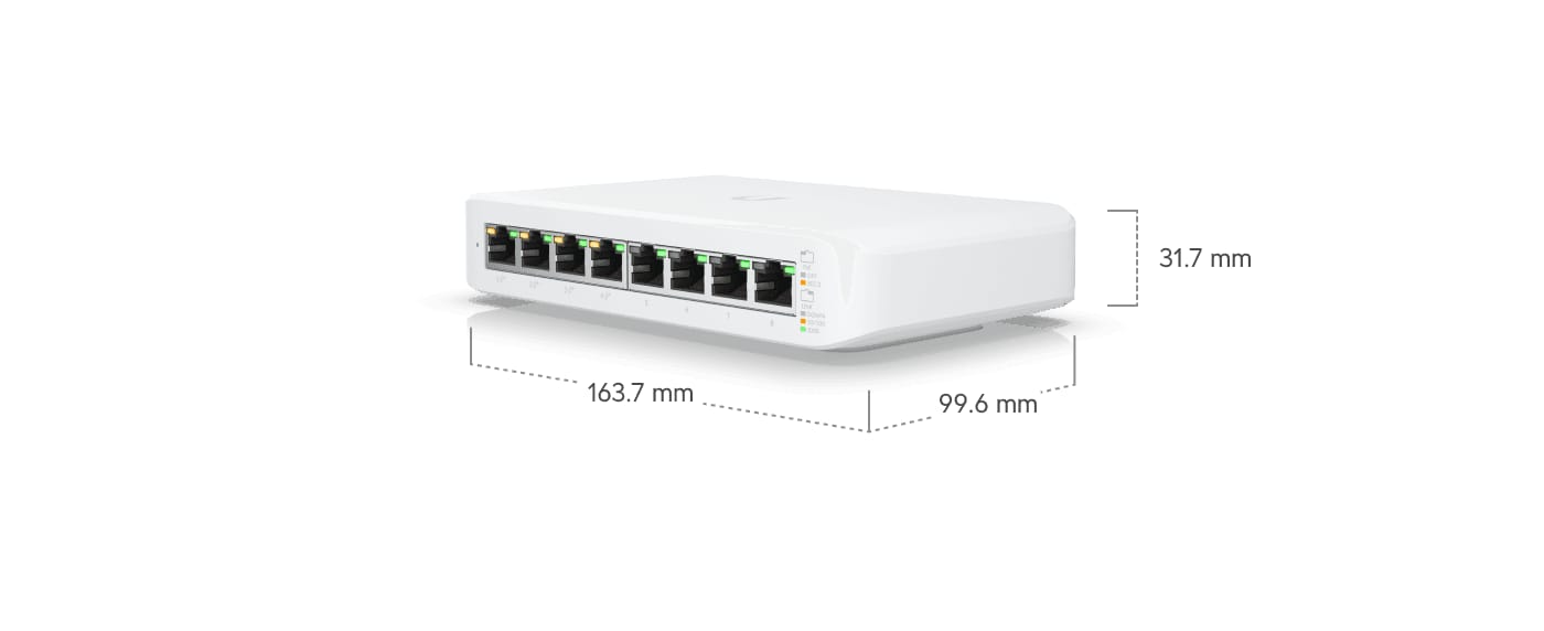 Switch UBIQUITI USW-LITE-8-POE 8 Porturi Gigabit PoE+ - imagine 8