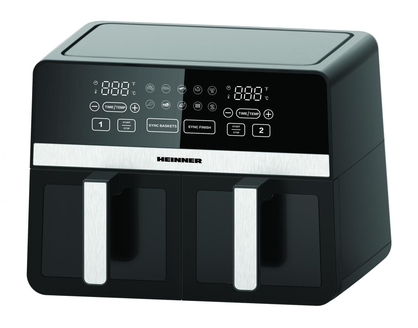 Friteuza Dubla Aer Cald Heinner 9.5L 2400W Digitala Neagra - imagine 3