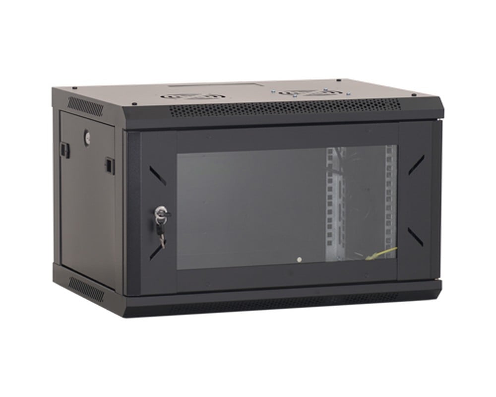 Rack 6U, 19", 600x450, negru, motaj pe perete, metalic, usa din sticla securizata, Asytech, ASY-6U-6045W