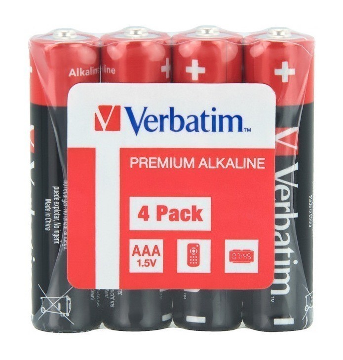 Baterii AAA Alcaline Verbatim 4buc - Performanță Durabilă