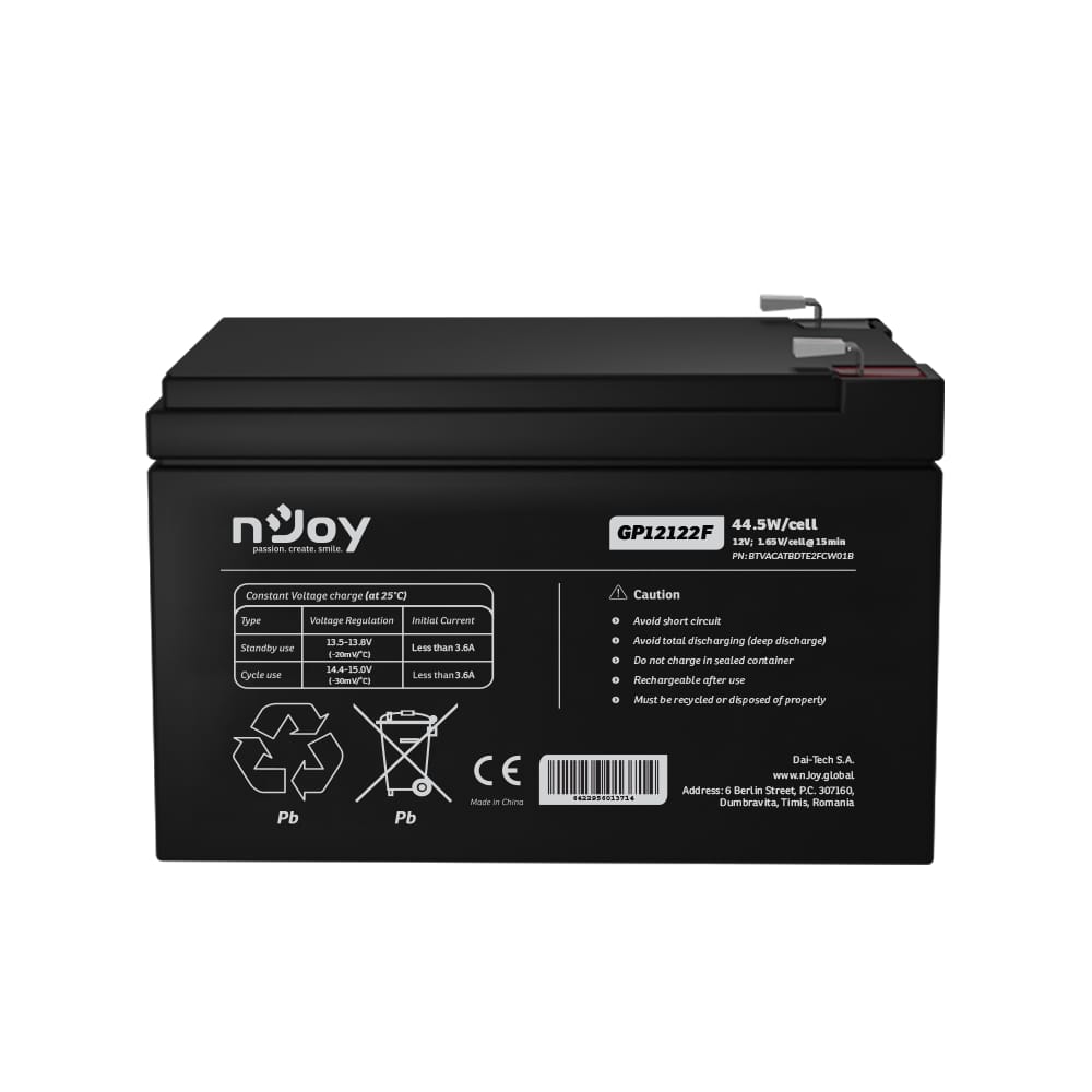 Acumulator NJOY GP12122F 12V AGM pentru UPS - 44W/cell - imagine 4