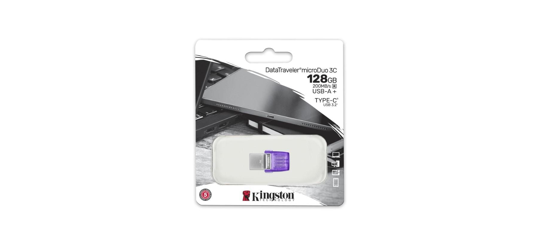 Memorie USB Kingston 128GB Dual USB-A si USB-C 200MB/s - imagine 3