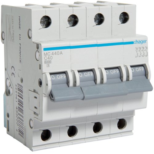 Siguranță automată Hager 4P 40A C, Protecție 6kA