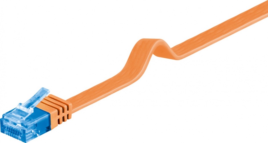 Cablu RJ45 CAT 6A Flat 2m Orange Goobay