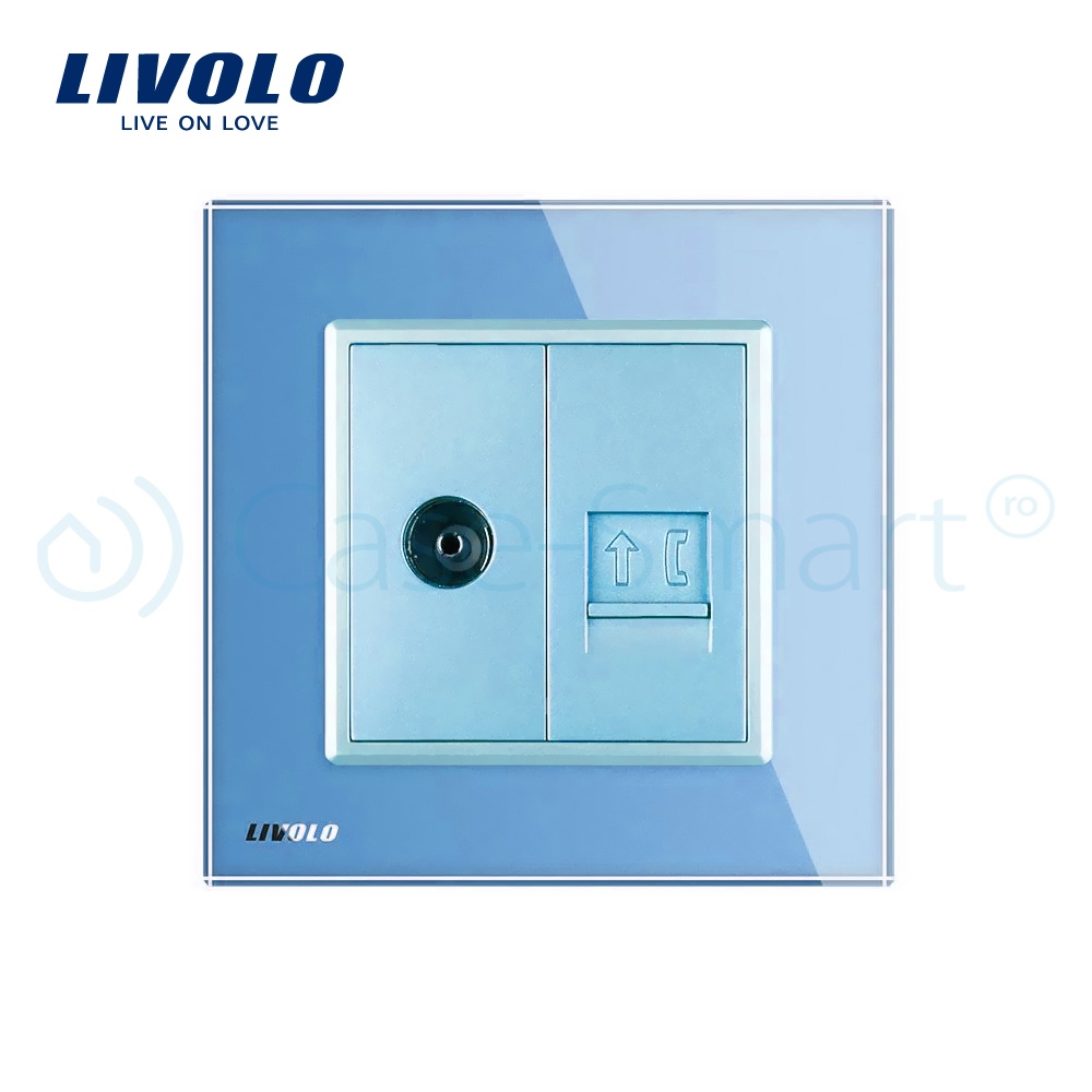 Priza TV+Telefon Livolo Rama Sticla - imagine 14