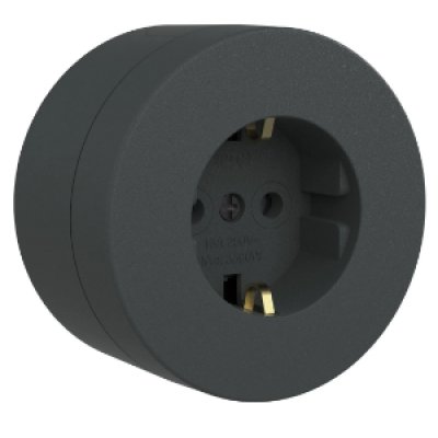 Priza Schuko Ovivo OV00948 16A, antracit, montaj aparent