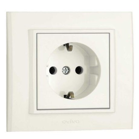 Priza Schuko Ovivo Mina OV00437, 10A, 250V, Alb