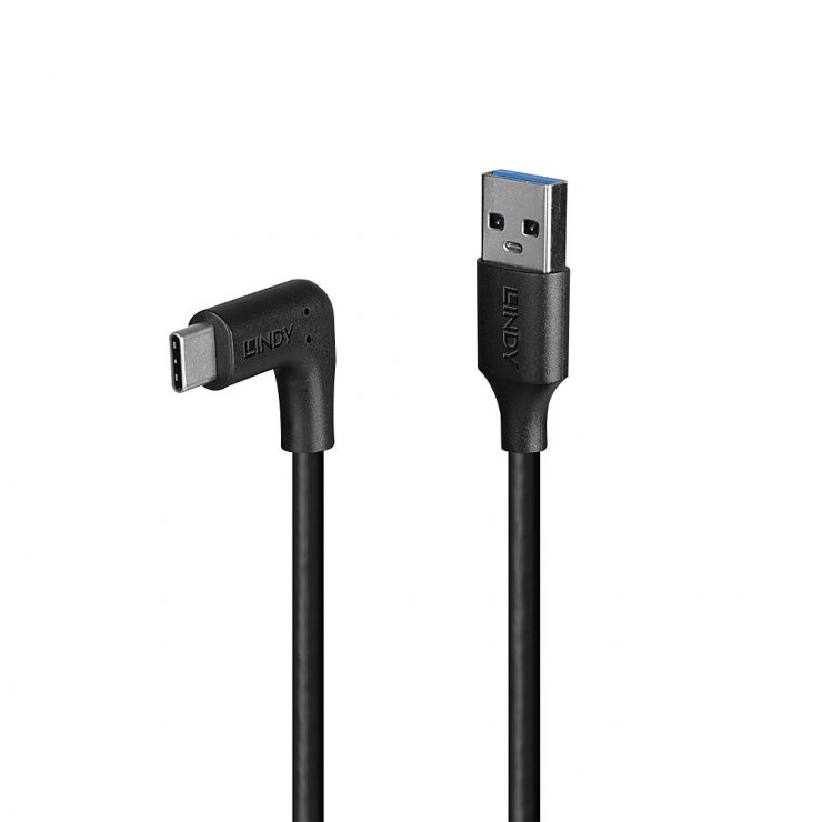 Cablu USB 3.2 A la C 90° 1m Lindy, 10Gbps