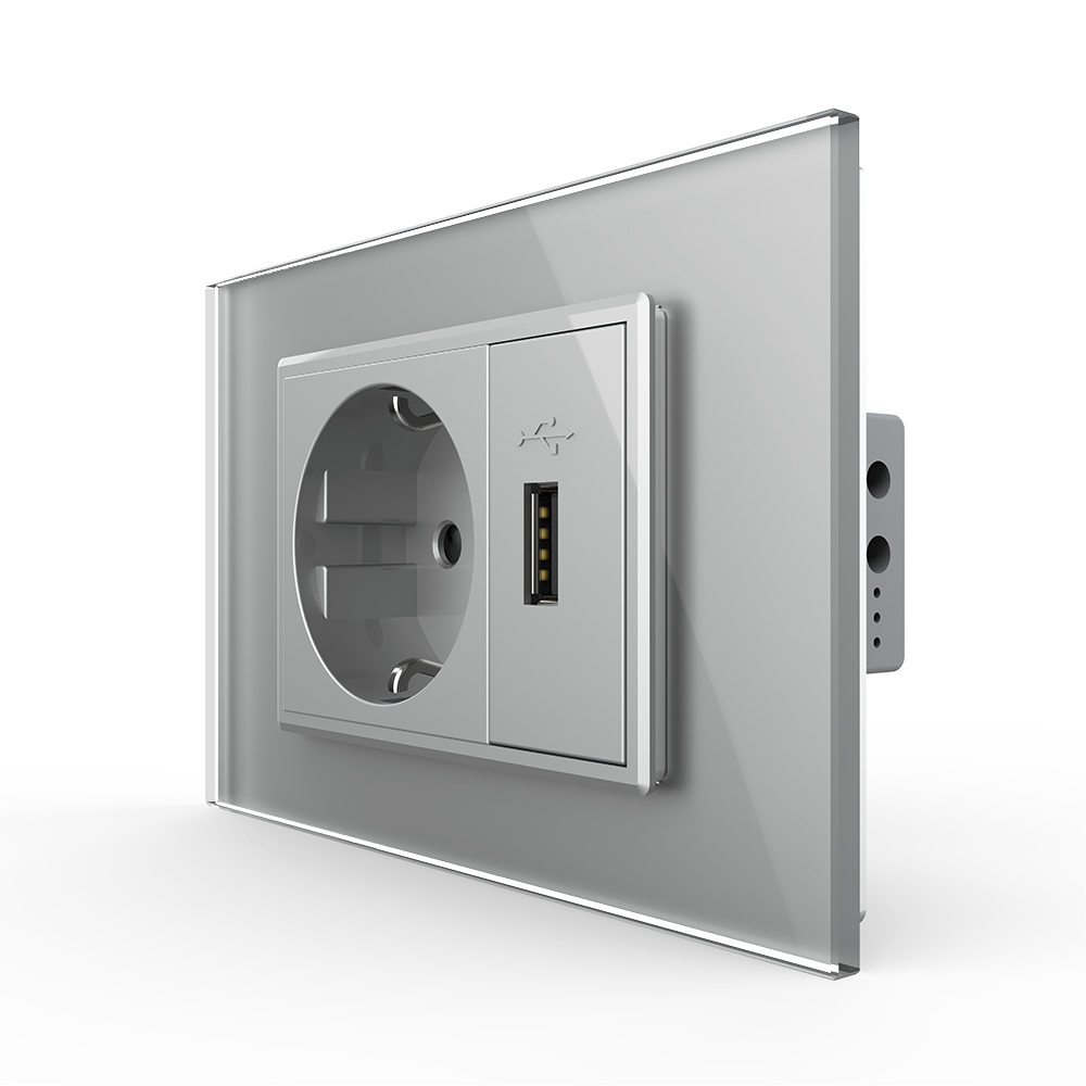 Priza Simplă cu USB Livolo, Italiană, Sticlă - imagine 13
