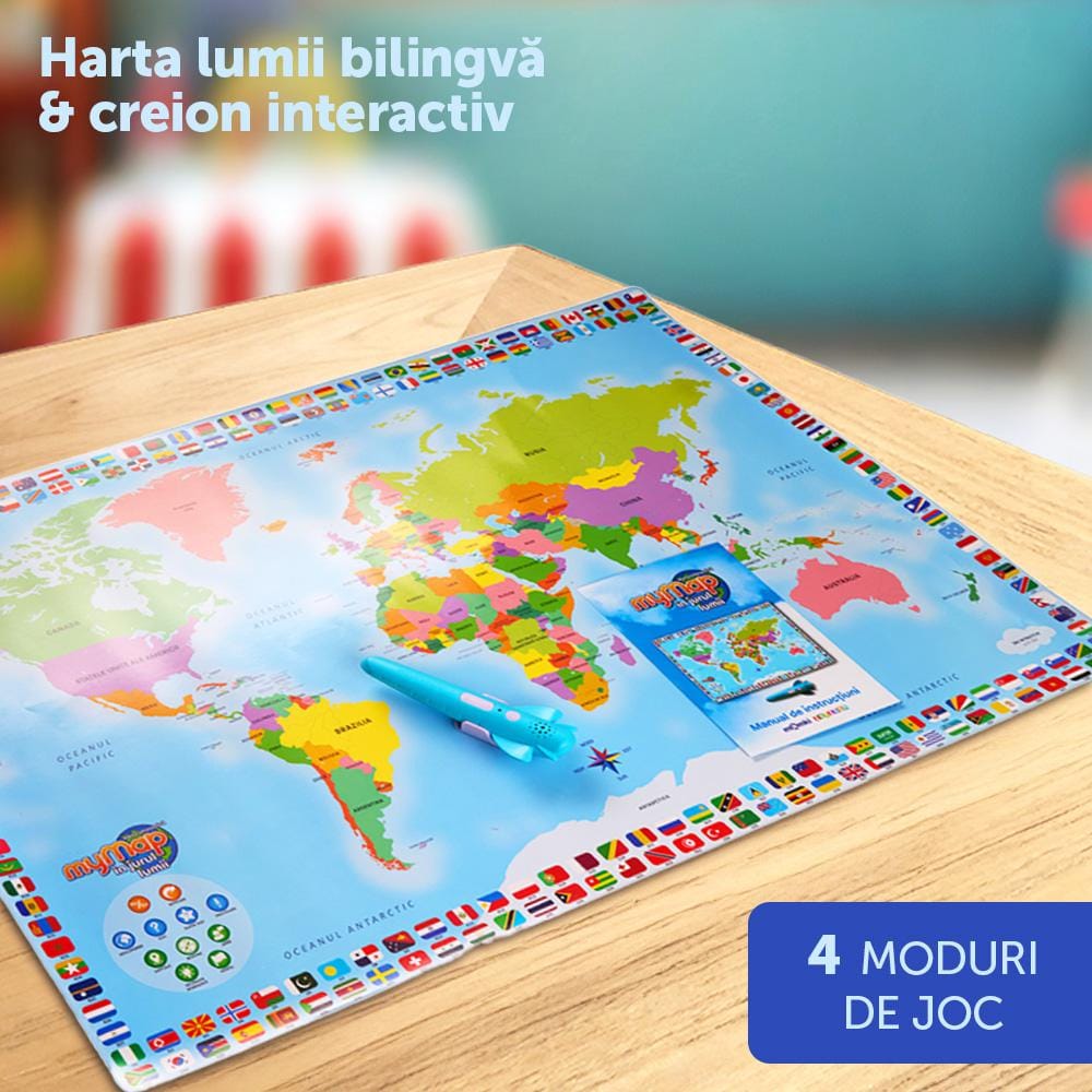 Harta Lumii Interactivă Bilingvă Momki cu Creion Vorbitor - imagine 4