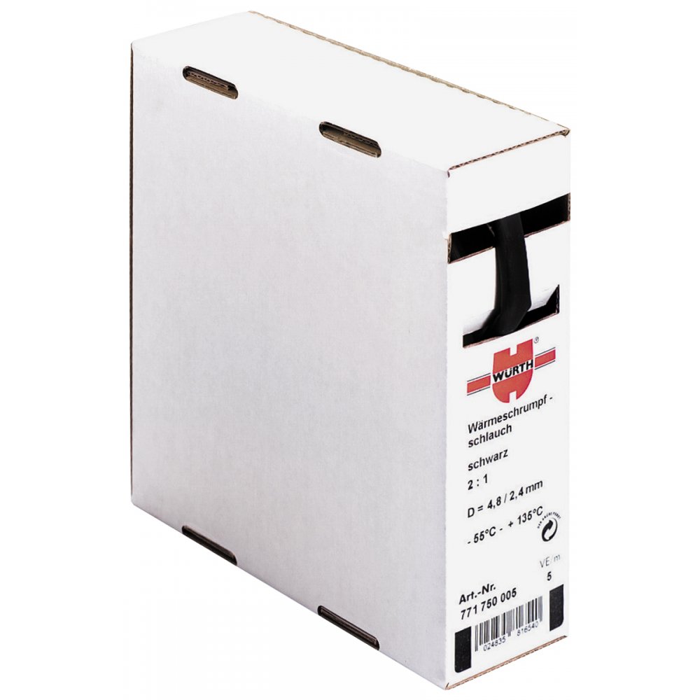 Tub termocontractibil Würth 4.8mm, 1m, Negru