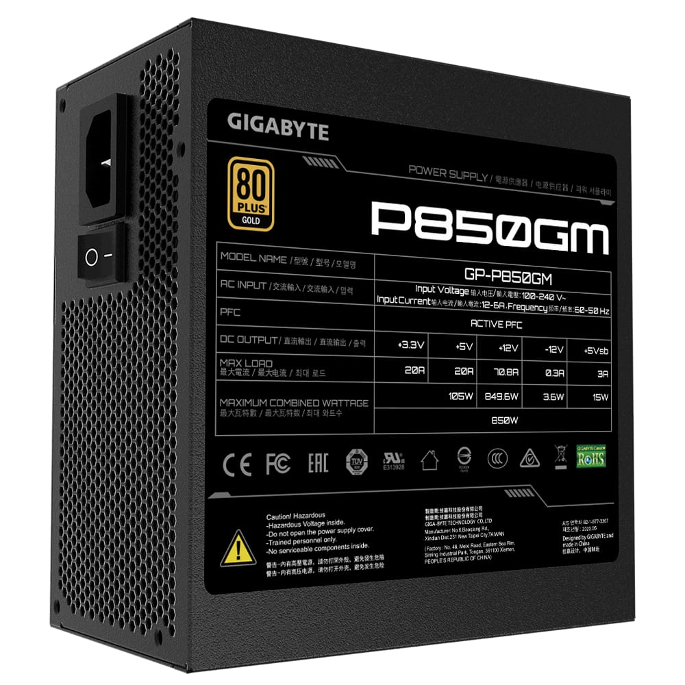 Sursă Gigabyte 850W Modulară 80 Plus Gold GP-P850GM - imagine 9