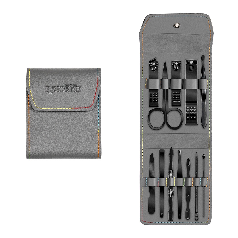 Trusa Manichiura Light Grey LUXORISE, 12 Piese