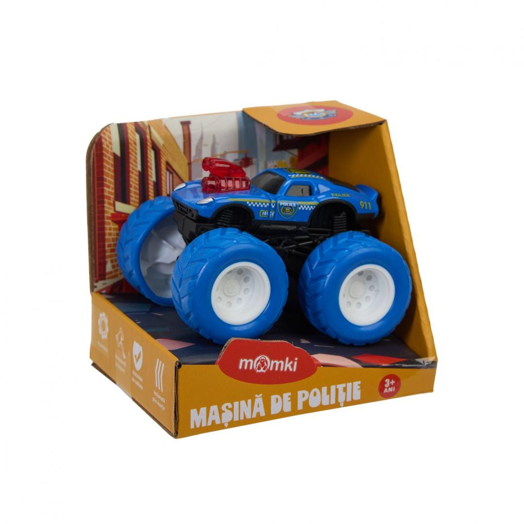 Mașină Poliție Albăstru Momki 8.5cm - Jucărie Inerție Copii - imagine 4