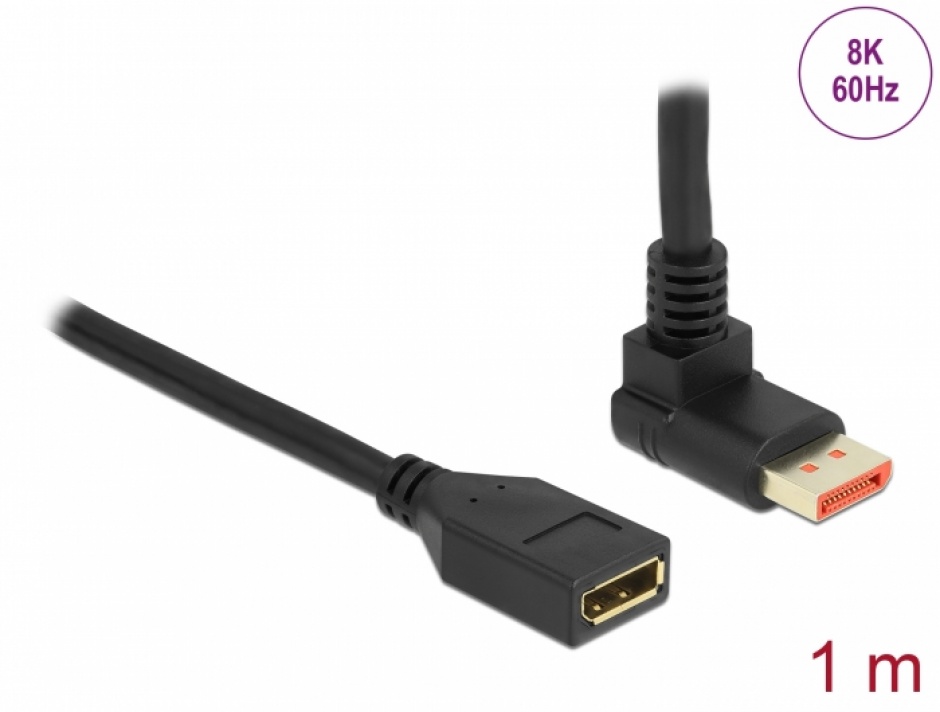 Cablu Delock DisplayPort 8K 1m, Conector Unghi