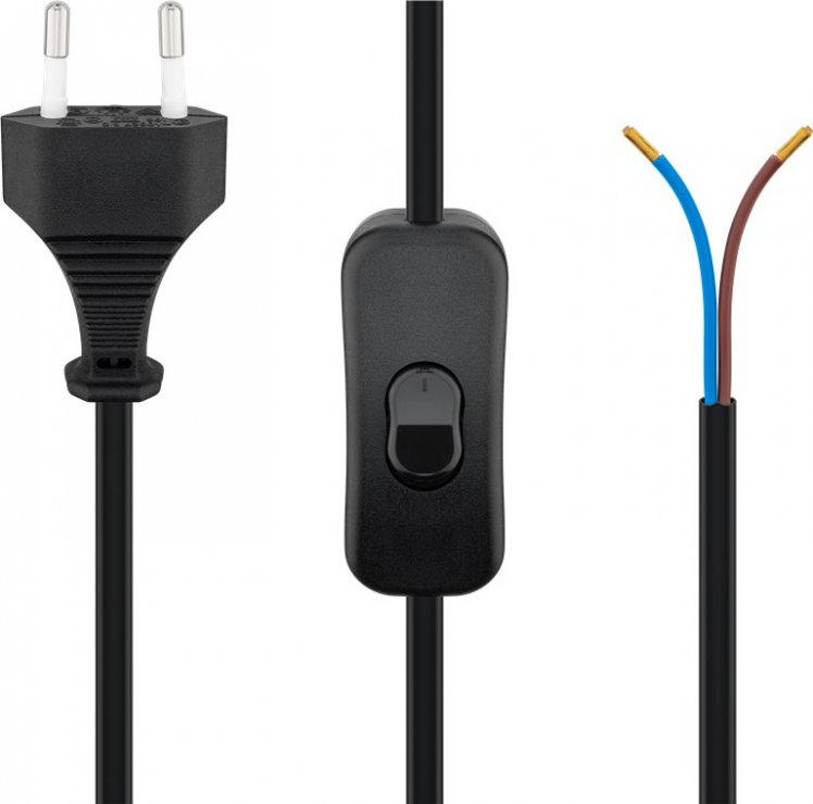 Cablu alimentare Euro cu switch On/Off Goobay